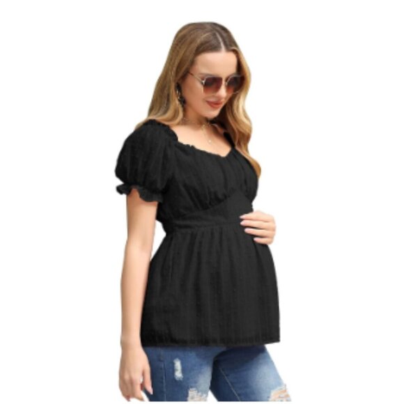 Maacie Tops - Elegant Black Maternity Blouse
